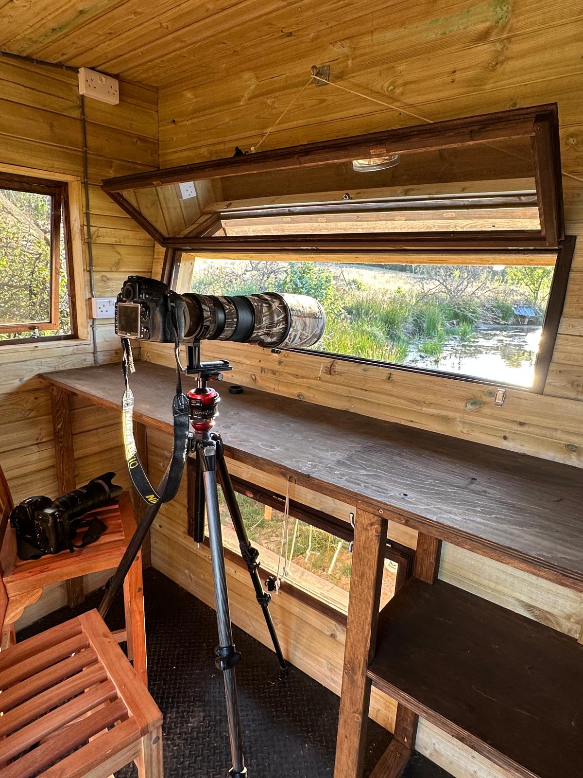 Inside the hide with the hatch open